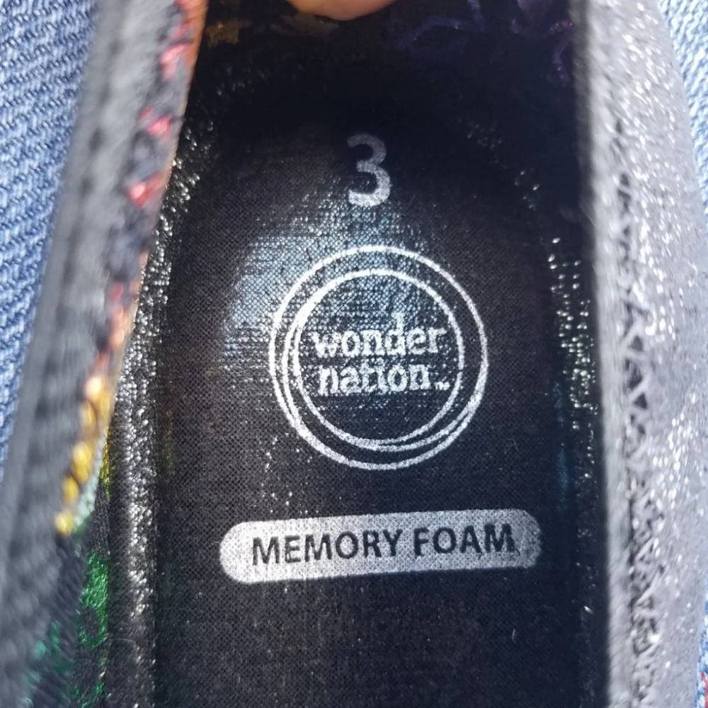 Wonder Nation Shoes Girls Ballet Flats US 3 Black Sparkle w Bow EUC